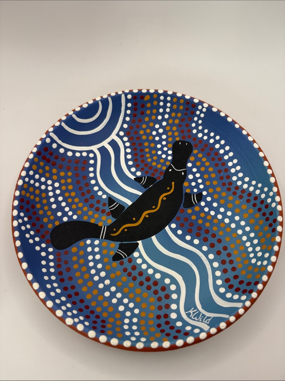 Handcrafted Blue Ceramic Platypus Wall Plate by KWild